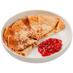 Блинчики со сметаной и клубнич.компоте