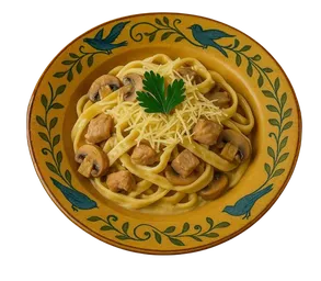 Феттуччине со свининой и грибами