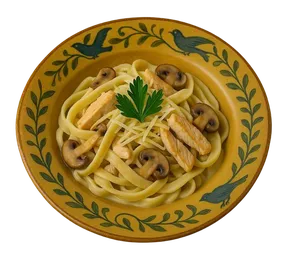 Феттуччине с курочкой и грибами в сливочном соусе