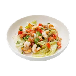 Салат с креветками и киноа