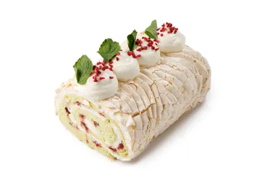 МЕРЕНГОВЫЙ РУЛЕТ С ФИСТАШКОЙ И МАЛИНОЙ 4 кус